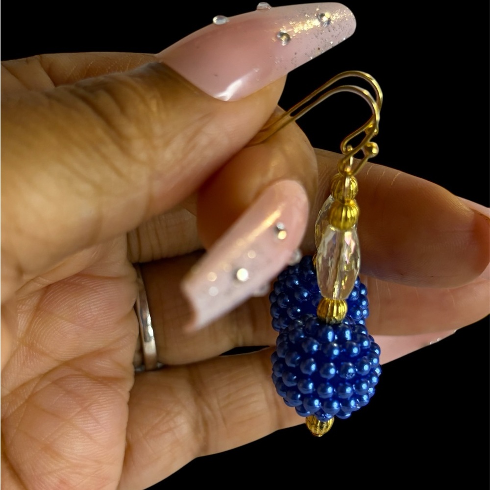 Elegant Blue Beaded Earrings